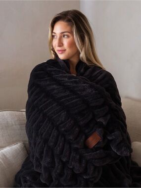 Lux Plush Faux Fur Throw Blanket - Thunder color